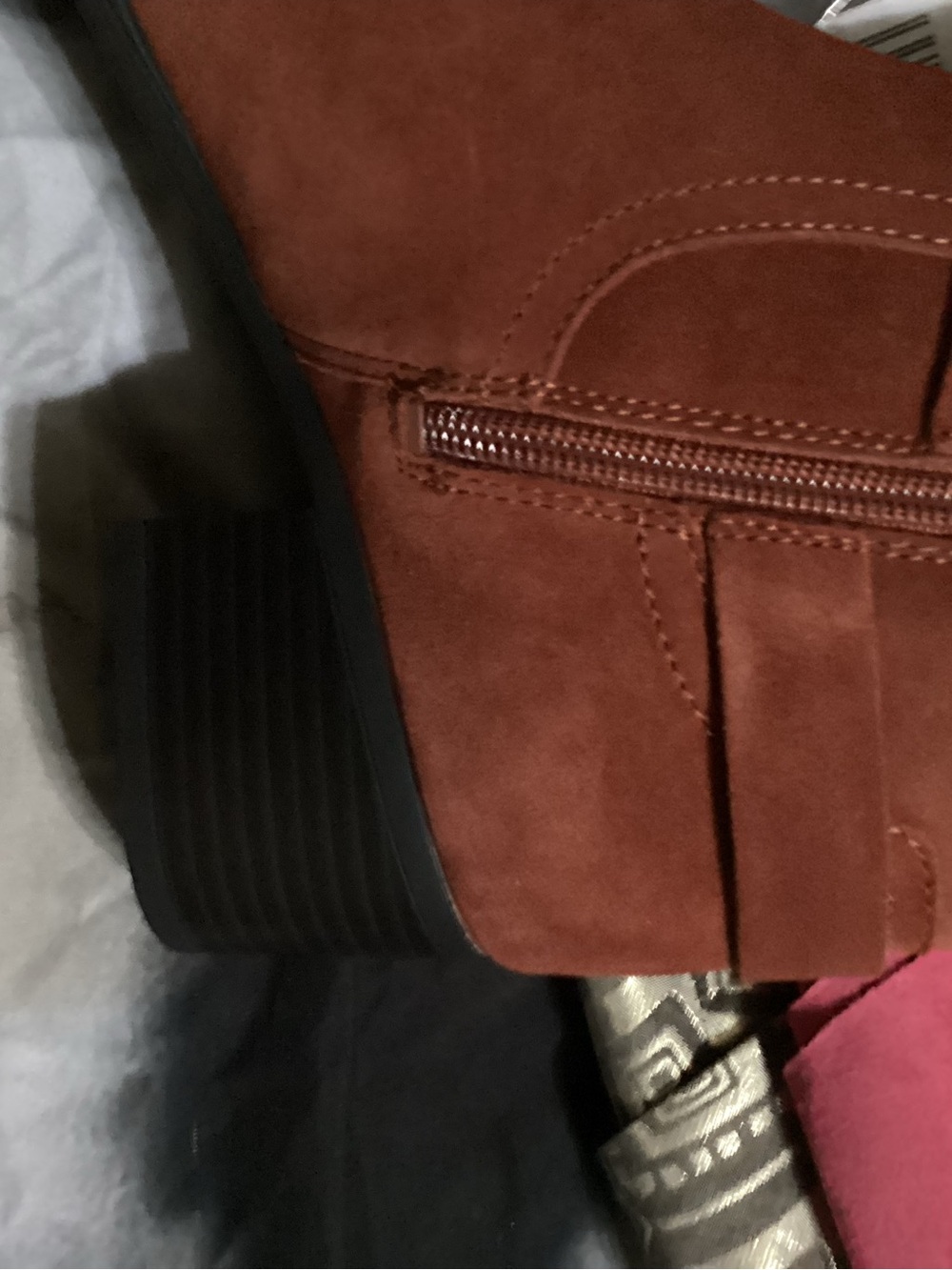 Knee-High Suede Riding Boot in Rust - Picture 8 of 8